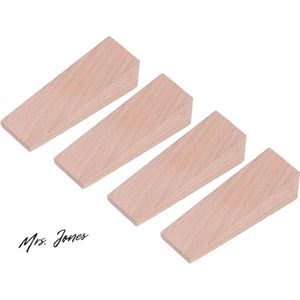 Mrs. Jones 4 stuks deurstoppers antislip deurwiggen houten deurstopper driehoek vaste deurstopper vloer met rubber voor gladde vloeren vloertegels .