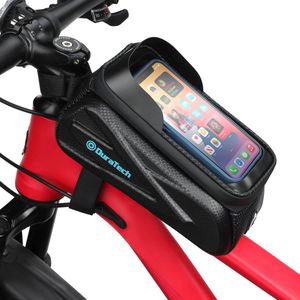 Fietsframetas Waterdichte fietstas Stuurtas Bovenbuistas Mobiele telefoonhouder Mobiele telefoonhoes voor smartphones tot 7,2 inch met regenhoes TPU Touchscreen