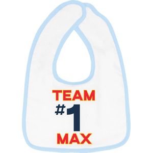 Hospitrix Slabbetje met Tekst ""Team #1 MAX"" Blauw - Cadeau Zwangerschap - Baby Kwijldoek - Kwijllap - Morslap - Bavette