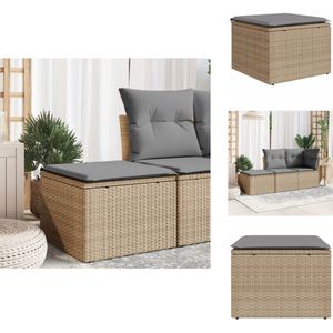vidaXL Tuinkruk - Tuinkrukken - Kruk - Krukje - Tuinkruk met kussen 55x55x37 cm poly rattan beige