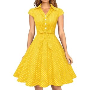 Dames 1950s Retro Swing Jurk - Maat M – Vintage Rockabilly Stijl – Met Capmouwtjes, V-Hals, Verwijderbare Riem – Elegante A-Lijn Cocktailjurk – Perfect Voor Feestjes, Bruiloften en Formele Gelegenheden