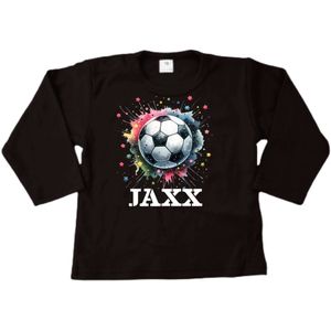 Shirt kind - Naam - Sport - Voetbal Kleuren spetters - Kinder shirt met lange mouwen - Voetbal shirt met naam - Maat 80
