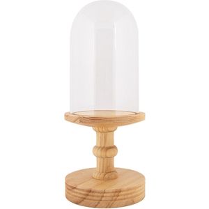 Clayre & Eef Glazen Stolp Ø 17x40 cm Bruin Hout Glas