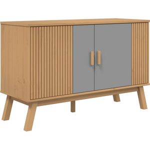 vidaXL - Dressoir - OLDEN - 114x43x73,5 - cm - massief - grenenhout - grijs - en - bruin
