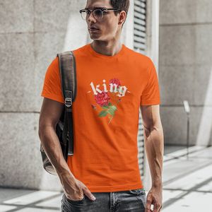 Oranje Koningsdag T-shirt - MAAT 4XL - Heren Pasvorm - King Rose Dagger