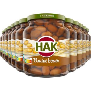 HAK Bruine Bonen - Tray 12x370 gram - Boordevol Proteïne / Eiwit en IJzer - Vegan - Plantaardig- Vegetarisch - Gemaksgroenten - Groenteconserven - Uit Zeeland