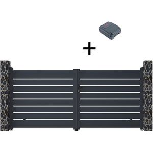 EXPERTLAND Pack antraciete poort van aluminium - L350xH158cm - PRIMO L 350 cm x H 166 cm x D 4.6 cm