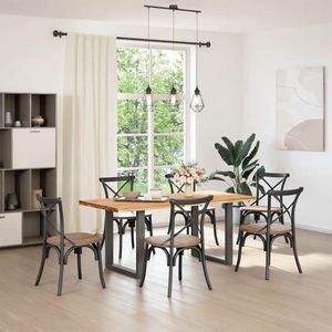 vidaXL Eettafel - Rechthoekig - 180x80x74 cm - Massief eikenhout Eetkamertafel - Eikenhouten Tafel - Salontafel - Tuintafel - Grote Tafel