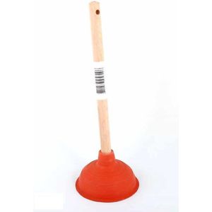 Toilet/gootsteen ontstopper plopper met houten steel 40 cm - Ontstoppers/ploppers