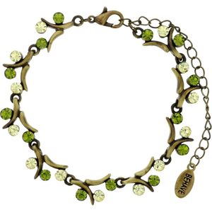 Behave Goud-kleurige takjes armband met groene stenen