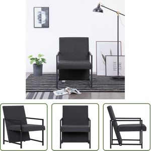 The Living Store Fauteuil - moderne vormgeving - Armstoel - 53x69x73cm - donkergrijs massief hout