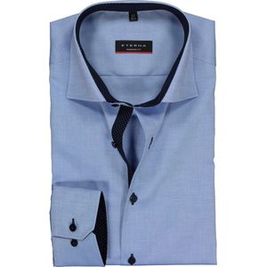 ETERNA modern fit overhemd - fijn Oxford heren overhemd - lichtblauw (blauw gestipt contrast) - Strijkvrij - Boordmaat: 45