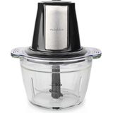Nedis Keukenmachine 500 W 1 l Glas 1-snelheid Zwart / Zilver - Keukenrasp - Transparant - Zilver - Zwart