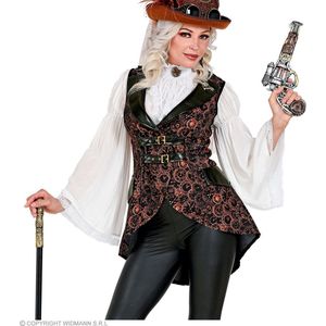 Widmann - Steampunk Kostuum - Wheel Of Time Steampunk Vest Vrouw - Brons, Zwart - Small / Medium - Carnavalskleding - Verkleedkleding