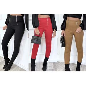 Damesbroek fashion broek hoge taille rood maat S