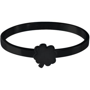 Quiges Stapelring Dames - Vulring Klaver - RVS Zwart - Maat 21 - Hoogte 2mm