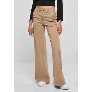 Urban Classics - High Waist Wide Leg Chino Wijde broek - Taille, 34 inch - Beige