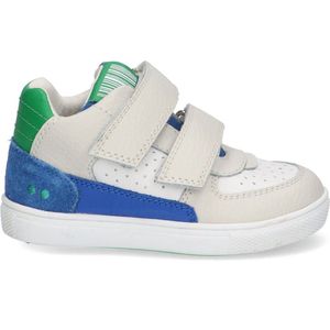 BunniesJR 223302-523 Jongens Lage Sneakers - Blauw/Beige/Groen/Wit - Leer - Klittenband