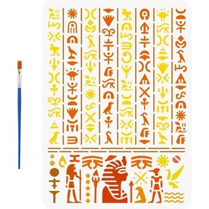 Allecto Plus - Sjabloon Egyptisch Lettertype 297 x 21 cm - Hiërogliefen Schildersjabloon - Thema Wandtegels Vloermeubels