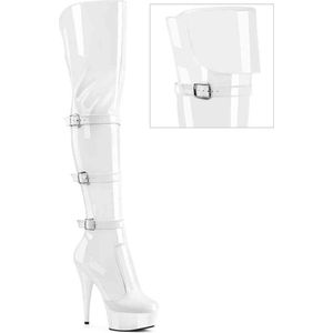 Pleaser - DELIGHT-3018 Plateau overknee Laarzen - US 6 - 36 Shoes - Wit