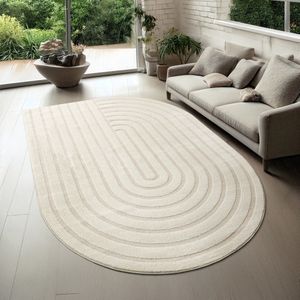 the carpet Everest -modern vloerkleed voor de woonkamer met hoog-diepeffect, 3D-effect, hoge pooldichtheid en aangenaam zacht, Panglao-design, Cream, 200 x 290 cm