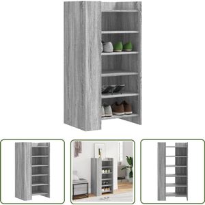 The Living Store Schoenenkast 52x37,5x100 cm bewerkt hout grijs sonoma eiken - Schoenenkast - Houten Schoenenkast - Grijze Schoenenkast - Schoenenopbergers - Organisatie Kast