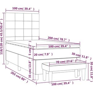 vidaXL - Boxspring - met - matras - fluweel - roze - 100x200 - cm