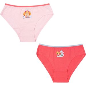 2 Pack Meisjes slips - PAW Patrol - Katoen - Koraal/Roze - Maat 98/104