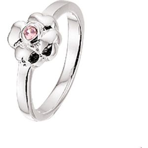 Ring Bloem Roze Zirkonia Zilver Wit