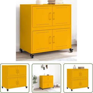 vidaXL Commode - Dressoir - Dressoir 68x39x72 cm staal mosterdgeel - Vintage - Modern - Mustard Yellow
