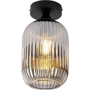 QAZQA banci - Art Deco Plafondlamp - 1 lichts - Ø 140 mm - Zwart - Woonkamer | Slaapkamer | Keuken
