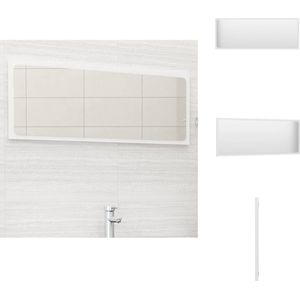 vidaXL Wandspiegel - Hoogglans wit - 100 x 1.5 x 37 cm - Spaanplaat en acryl - Badkamerkast