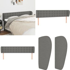 vidaXL Hoofdbord met randen 183x23x78/88 cm stof donkergrijs - Hoofdbord - Hoofdborden - Hoofdeinde - Houten Hoofdbord