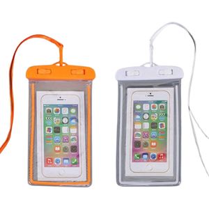 Livano Waterdichte Telefoonhoesjes - Waterdicht Telefoonzakje - Waterproof Festival Opbergtasje - Documententasje - Waterbestendig - Wit & Oranje