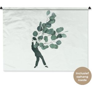 Wandkleed - Wanddoek - Ballon - Man - Retro - 120x90 cm - Wandtapijt