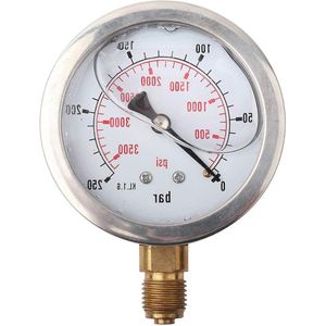 Manometer 0-3750PSI - Klein formaat - Drukmeter voor Waterdruksysteem met Nummermarkeringen .