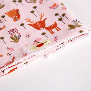 Oogappel Bosdieren Bolletjesband Wieglaken 75x100 cm-Roze