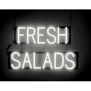 FRESH SALADS - Lichtreclame Neon LED bord verlicht | SpellBrite | 61 x 38 cm | 6 Dimstanden - 8 Lichtanimaties | Reclamebord neon verlichting
