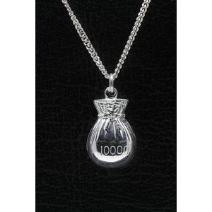 Zilveren Geldbuidel ketting hanger