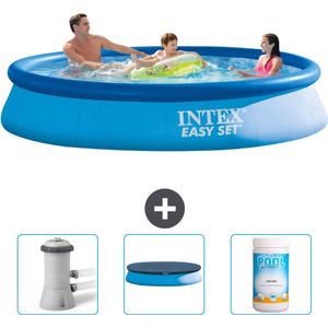 Intex Rond Opblaasbaar Easy Set Zwembad - 366 x 76 cm - Blauw - Inclusief Zwembadfilterpomp - Afdekzeil - Chloor