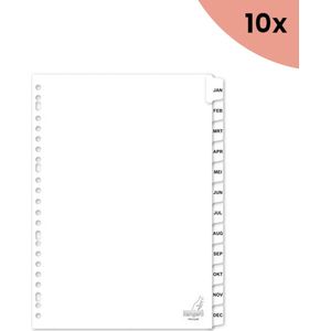 10x KTC Tabblad A4 letters karton 190 grams wit 4-gaats 12-delig maanden