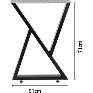 Mrs. Jones® - Metalen Tafelpoten - 2 stuks - Zware Industrie - Verstelbare Antislip Voeten - Nordic Stijl - 800kg Draagvermogen - 71.1 x 50.8 cm