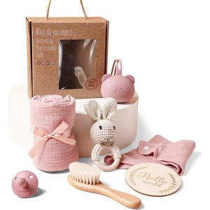 Babyshower gift set Bunny 7-delig in mooie geschenkdoos met venster - babyshower - gift - cadeau - konijn - bunny