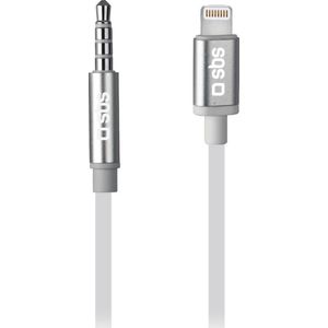 SBS Apple Lightning naar AUX 3.5mm Kabel MFI 1 Meter - Wit