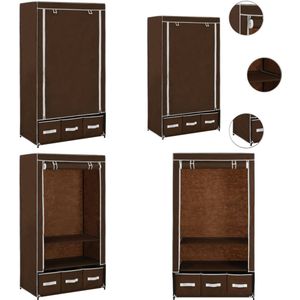vidaXL Kledingkast 87x49x159 cm stof bruin - Kledingkast - Kledingkasten - Kledingrek - Kledingrekken