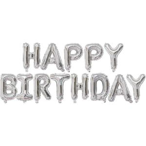 Joya Beauty® Happy Birthday Ballonnen Zilver | Verjaardag Folie Ballon | Feestversiering | Helium Ballon Slinger | Feest Decoratie | Zilver