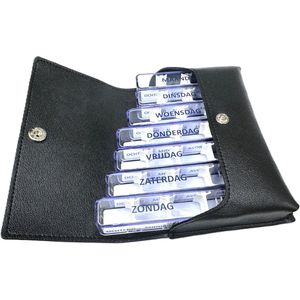 Pillendoos weekagenda Medidos - Luxe Vegan leren Etui - Zwart