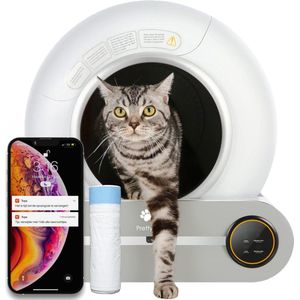 Pretty Paws Automatische Kattenbak - Zelfreinigende Kattenbak - Inclusief App - Gratis 3 rollen opvangzakjes - 65L