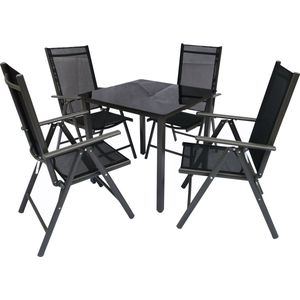 VCM 5-tlg Gartenmöbel Set | Sitzgruppe Essgruppe | 1xTisch, 4x Stühle | Tisch Maße ca. H. 76 x B. 80 x T. 80 cm | Garten Set – Stühle 80 SW