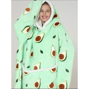 Hoodie Blanket Avocado - Hoodie Deken - Cuddle Hoodie - Hooded Blanket - Deken Met Mouwen - Oversized Hoodie - Fleece Deken - Oversized Sweater - Blanket Hoodie - Unisex - Luxe uitvoering - Fluffy Voering